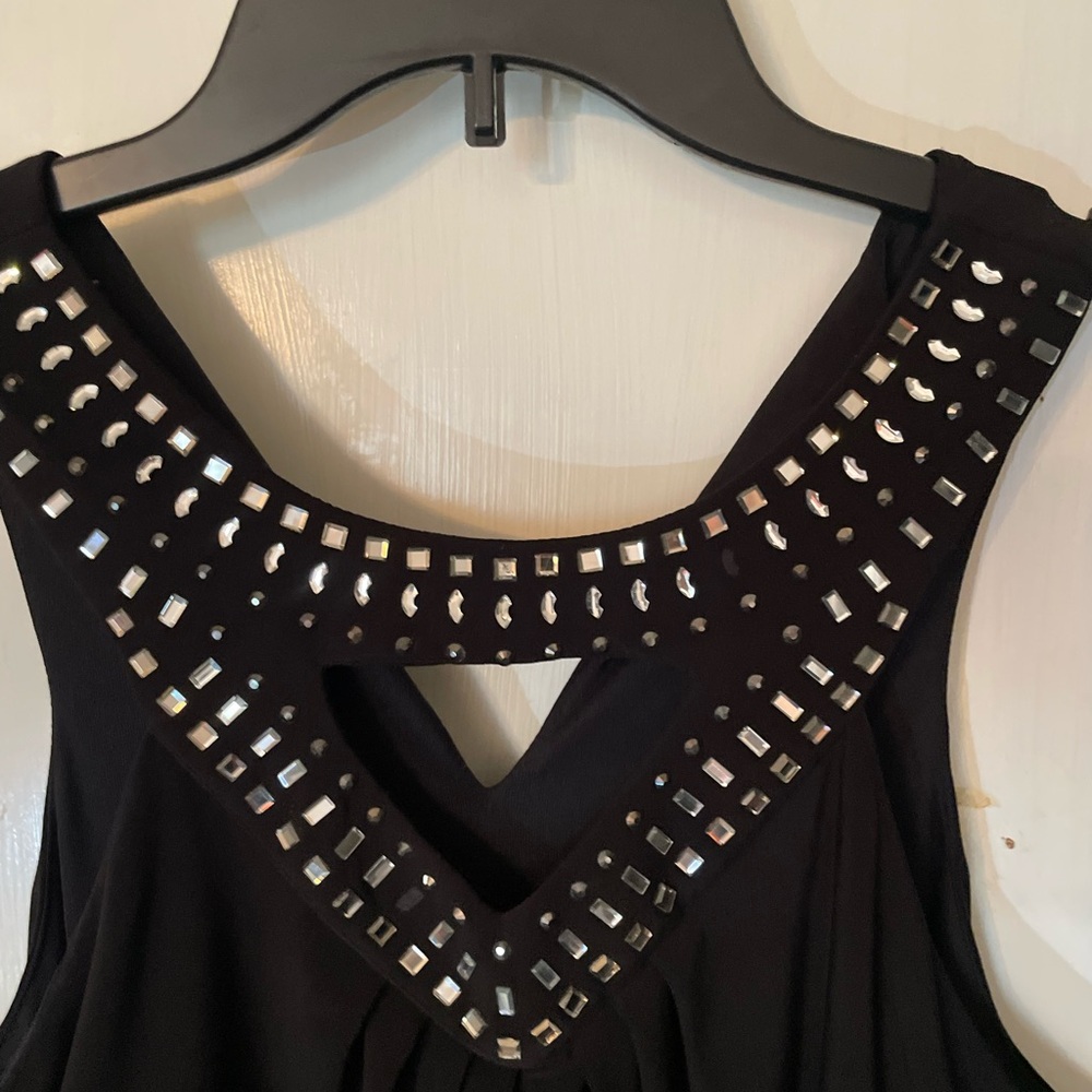 Chic Black Sleeveless Top with Silver Accents